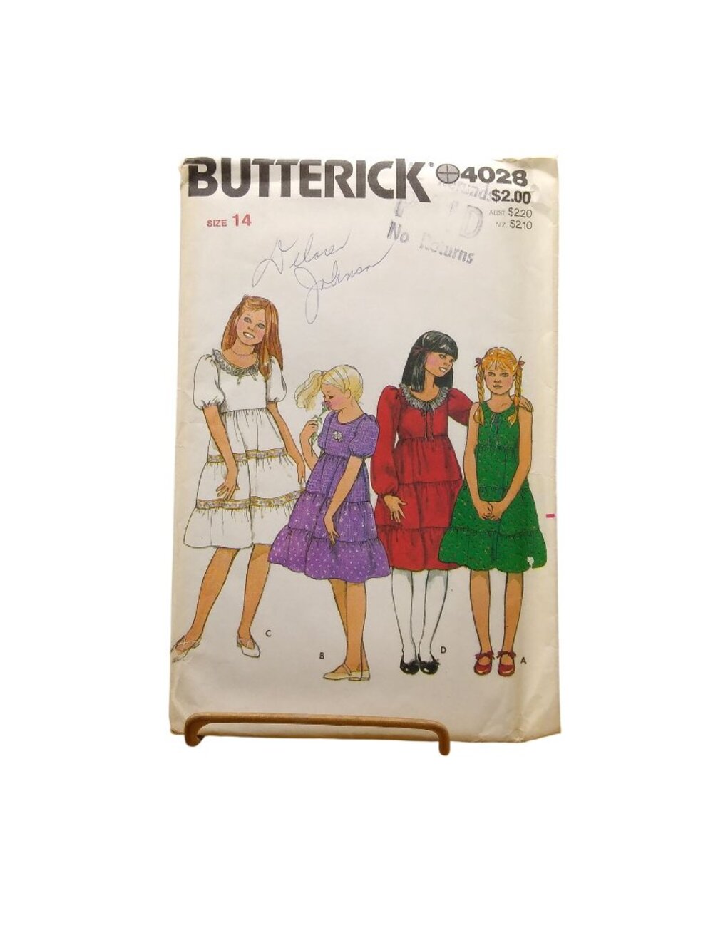 Vintage Sewing PATTERN Butterick 4028, Child Dress, Girls Size 14